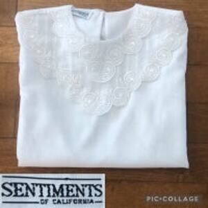 Vintage sentiments of California White Lace Collar Blouse size medium